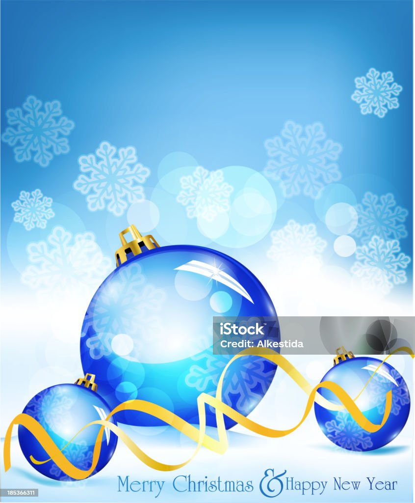 Fundo de Natal com bolas de azul - Vetor de Azul royalty-free