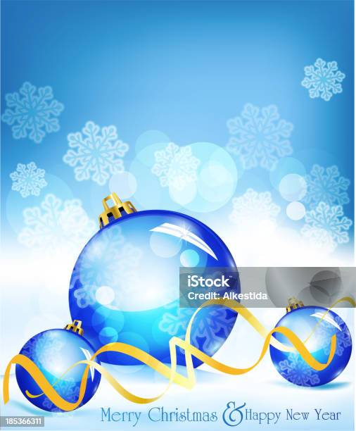 Vetores de Fundo De Natal Com Bolas De Azul e mais imagens de Azul - Azul, Comemoração - Conceito, Computação Gráfica