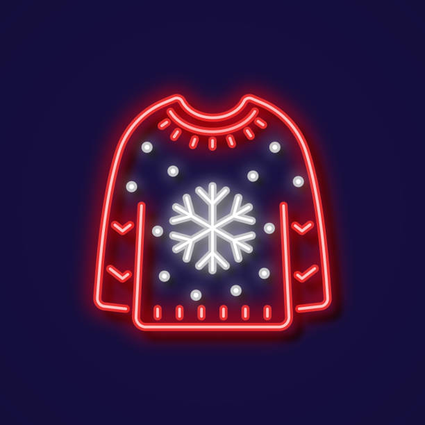Christmas sweater neon icon. Vector illustration.