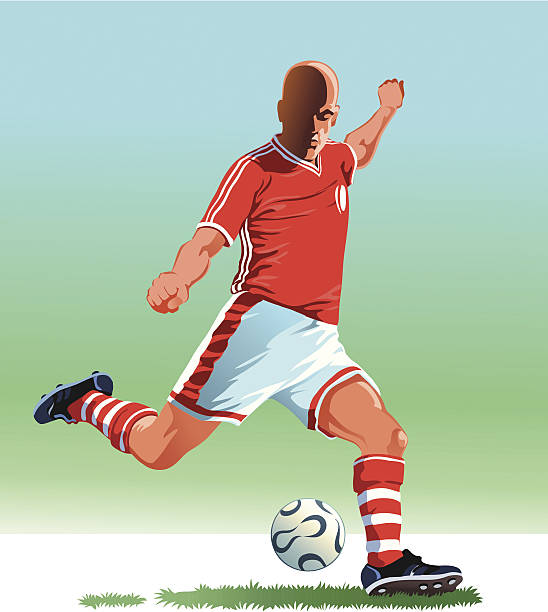 Soccer Player Images are placed on separate layers. Background easy to remove if needed. midfielder stock illustrations