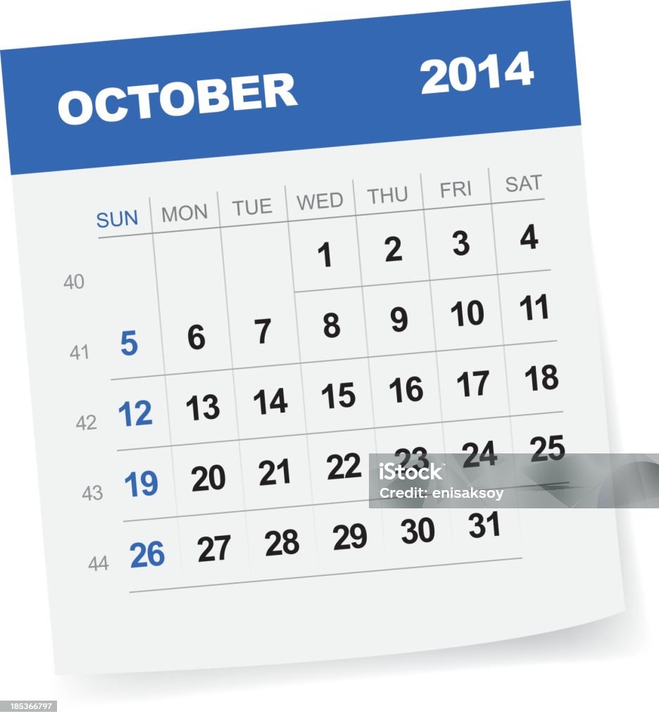 October 2014 Calendar - Illustration 2014 stock vector