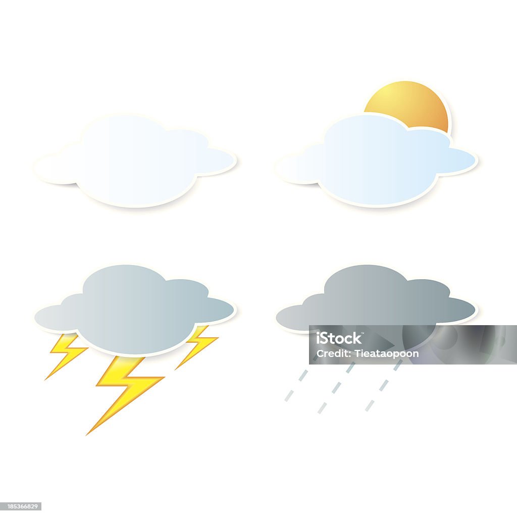 Variedad de nubes clima, iconos para diseño. - arte vectorial de Azul libre de derechos
