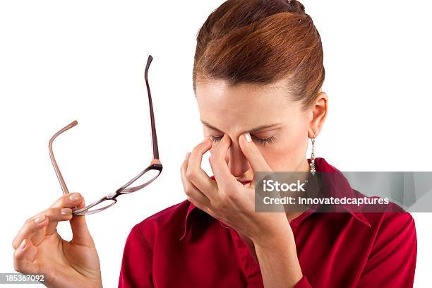 Young Businesswoman Suffering From Eyestrain Stock Photo - Download Image Now - Adult, Adults Only, Business