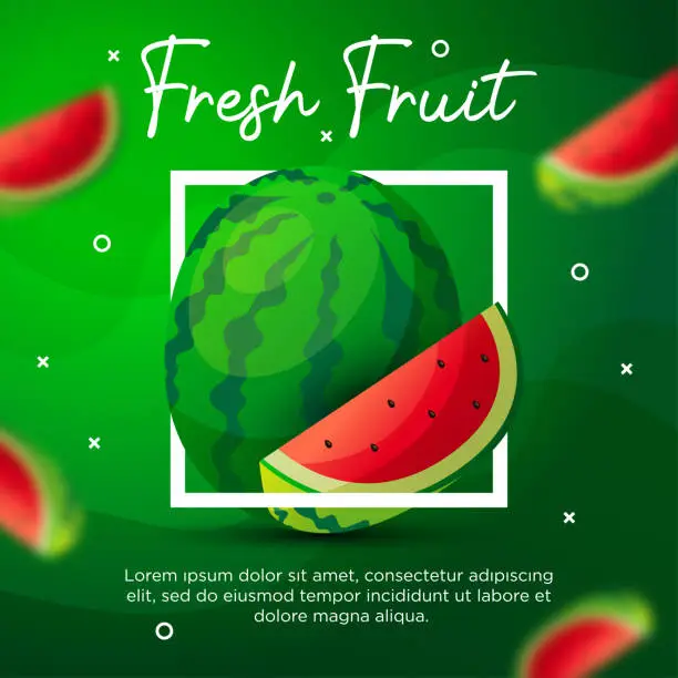 Vector illustration of Fruit watermelon social media post for promotion