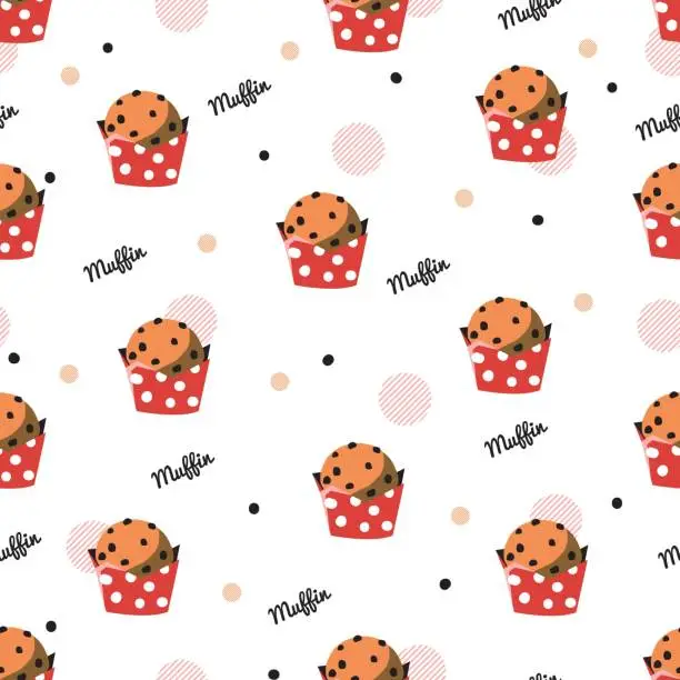 Vector illustration of Muffin Treat Moments Dotted Delight Vector Pattern