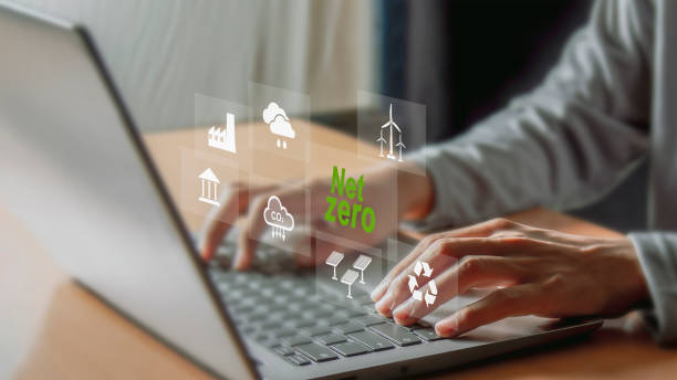 istock Carbon neutral is the 2050 net zero carbon dioxide emissions state. 1853825541