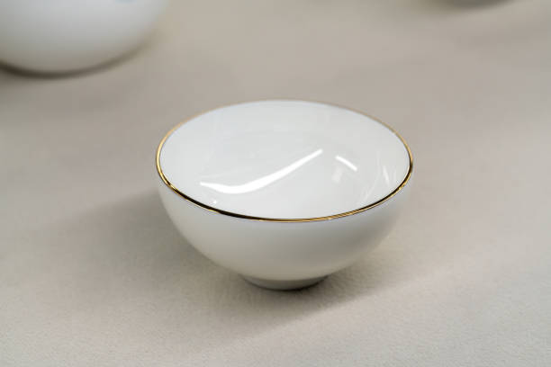 Elegant porcelain on the table, everyday ceramic tableware