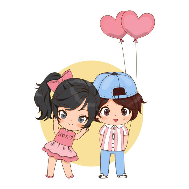 illustrations, cliparts, dessins animés et icônes de saint-valentin avec dessin animé de couple mignon amoureux, fille et garçon dans l’illustration vectorielle du premier rendez-vous - love women little boys affectionate