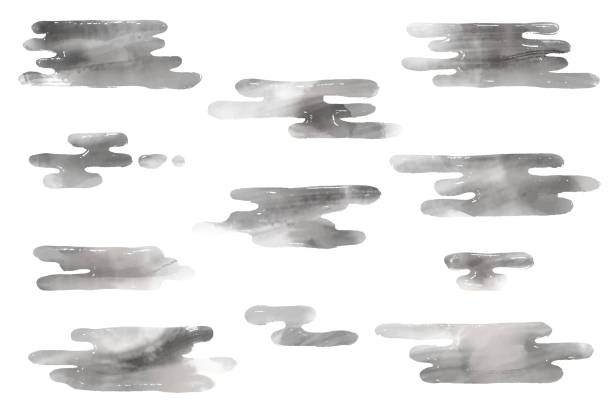 иллюстрация облаков и тумана в японском стиле с мазком кисти - cloud cloudscape symbol ink stock illustrations