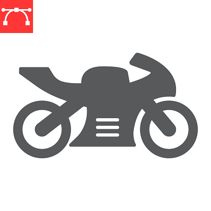 Sportbike motorcycle glyph icon, transportation and vehicle, motorbike vector icon, vector graphics, editable stroke solid sign, eps 10.