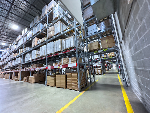 Wide angle view of a majestic warehouse of a factory building