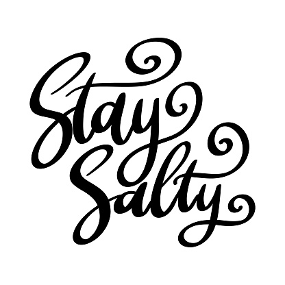 Stay salty. Lettering phrase isolated on white background