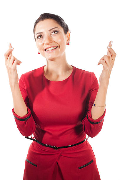 istock Woman with crossed fingers 185404763
