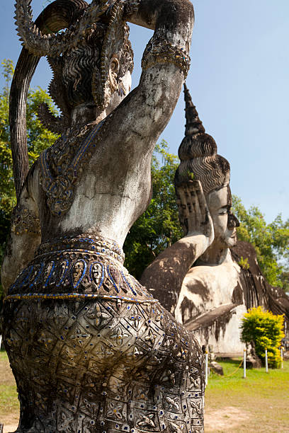 Statues in Buddha Park, Vientiane, Laos stock photo