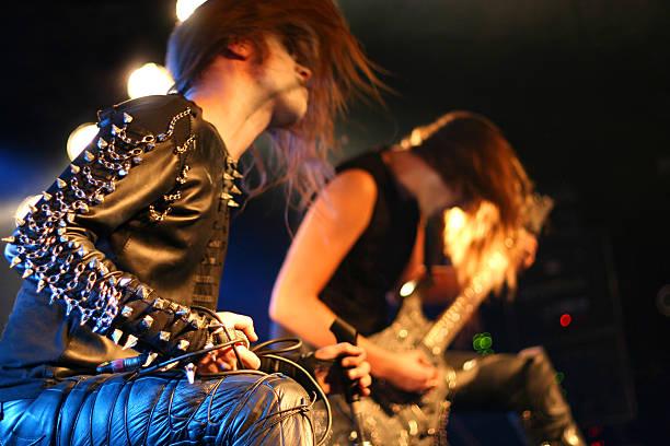 On stage Black metal band on stage heavy metal stock pictures, royalty-free photos & images