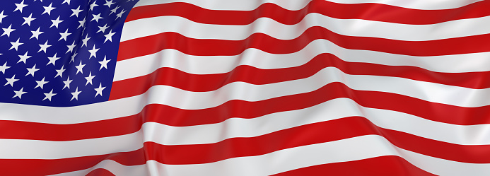 American flag on concrete background