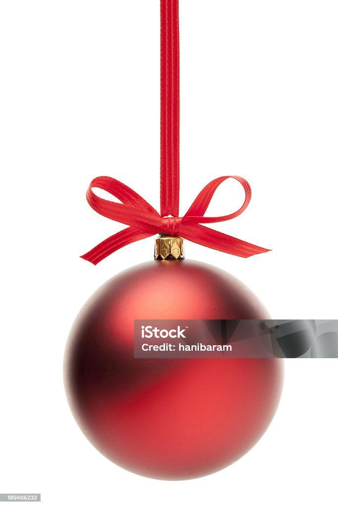 Bola de Natal com fita vermelha & - Foto de stock de Fita royalty-free