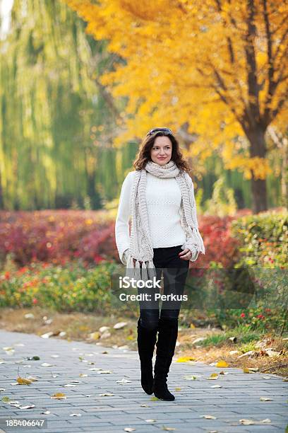 Beautiful Girl In The Park Stock Photo - Download Image Now - Adult, Adults Only, Autumn