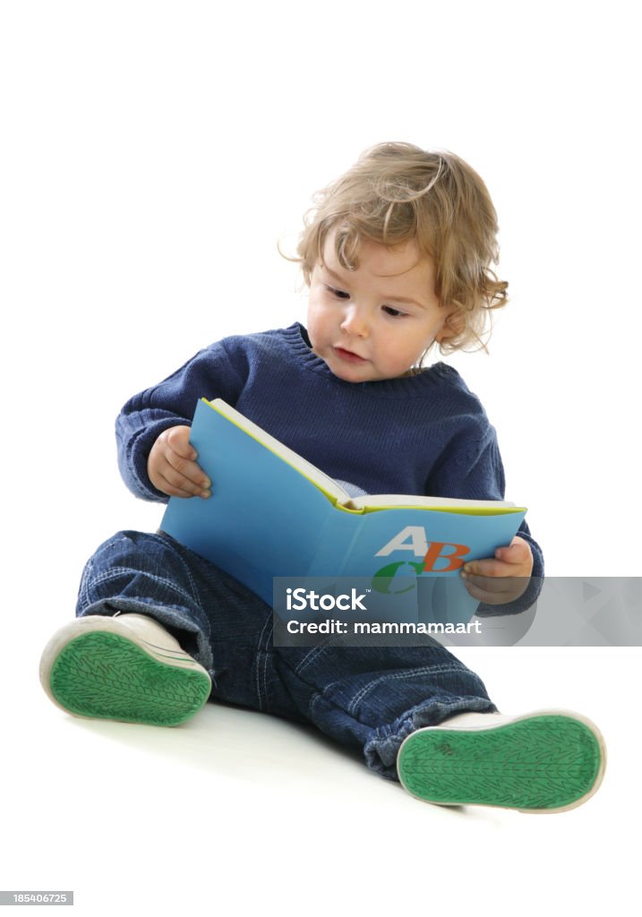 Süßes baby-Junge mit einem ABC buchen - Lizenzfrei Buch Stock-Foto