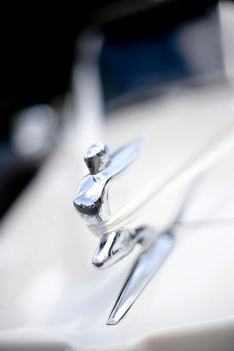 Close up shot of wedding car bonnet hood ornament. Very shallow depth of field. Canon 1Ds Mark 2 file