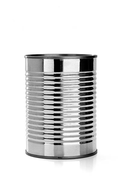 Mystery Can A mysterious can, with no label, isolated on a white background. canned food stock pictures, royalty-free photos & images