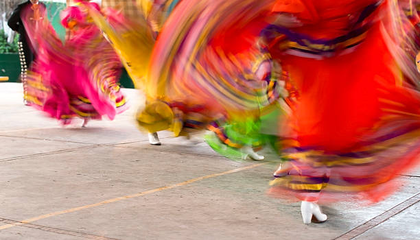 Mexican Folklore Dancers Mexican folklore dancers. Blurred motion. traditional ceremony photos stock pictures, royalty-free photos & images