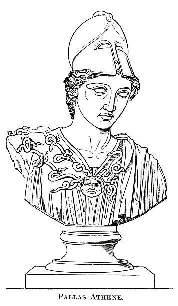 ilustrações de stock, clip art, desenhos animados e ícones de atena, a deusa - engraving minerva engraved image roman mythology