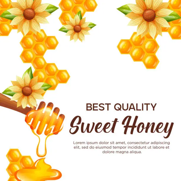 Vector illustration of Sweet honey social media post for promotion