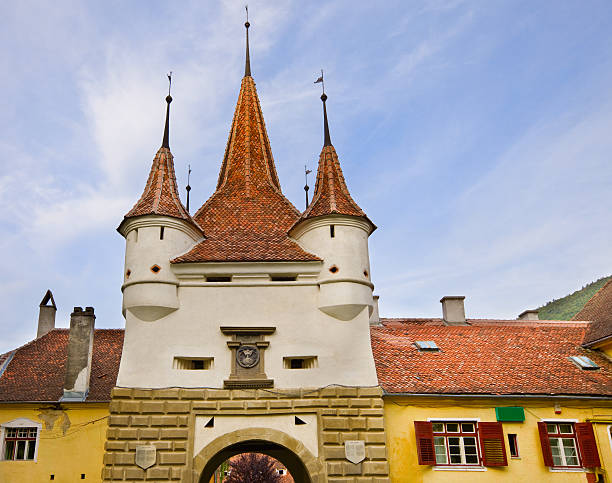 Brasov, Romania Catherine's Gate of the old fortification of Brasov built by the Tailorsaa Guild in 1559. catherines gate stock pictures, royalty-free photos & images