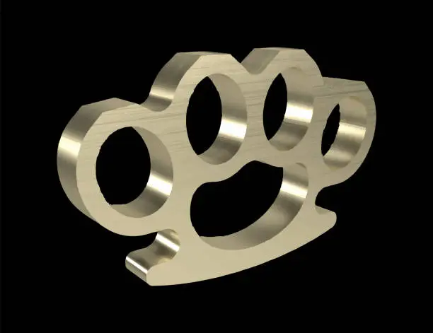 Vector illustration of Brass Knuckle 3d gold icon vector illustration element for gansters or mafia vintage logo design 3d