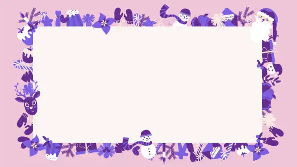 Vector illustration of Violet Christmas Frame