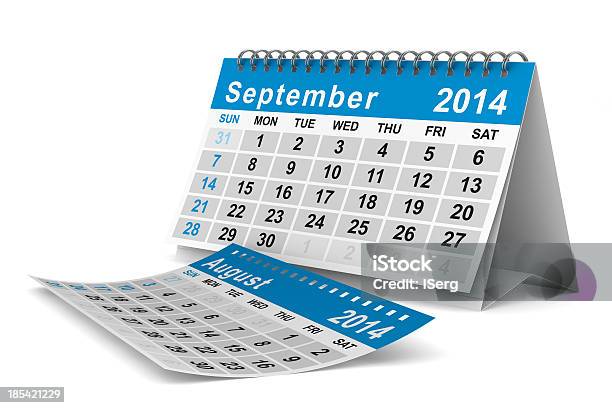 2014 Jahr Kalender September Isolierte 3dbild Stockfoto und mehr Bilder von 2014 - 2014, Aktenordner, August
