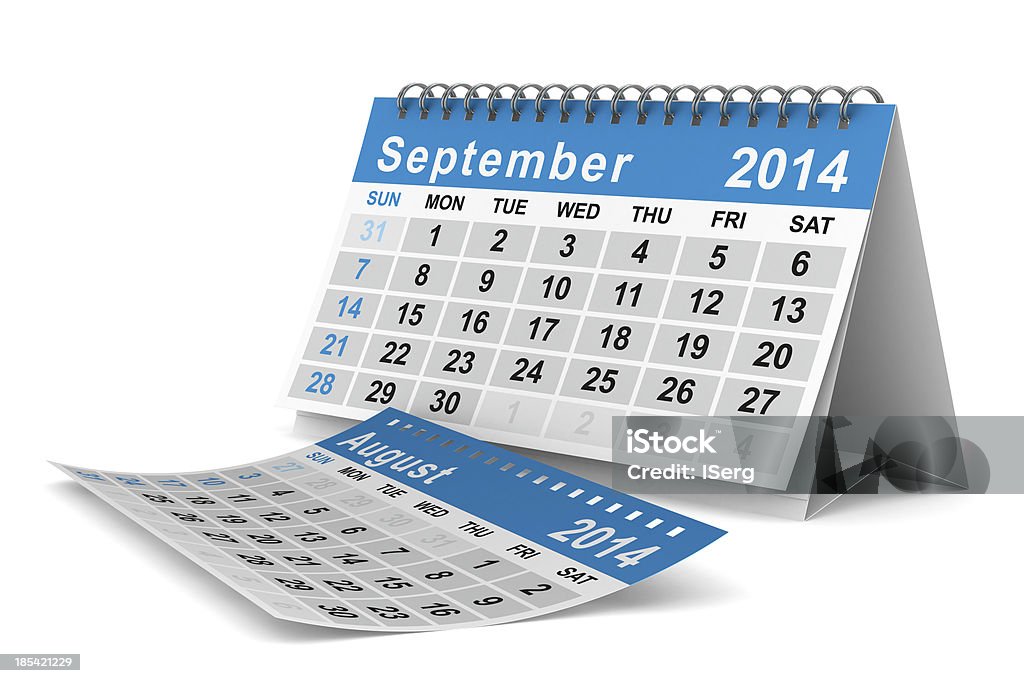 Календарь на 2014 год. Сентября. Изолированные 3D изображение - Стоковые фото 2014 роялти-фри