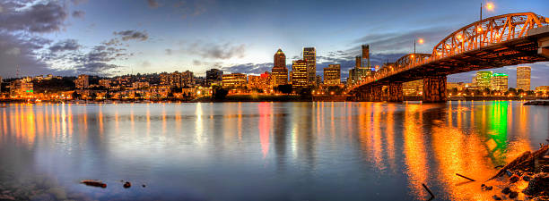 istock Portland Downtown Skyline Night Panorama 2 185421690