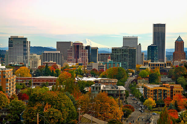 istock Portland Downtown Cityscape in the Fall 185423600