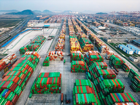 Aerial view of Yangshan harbor, Shanghai, China
 worldwide logistic and transportation