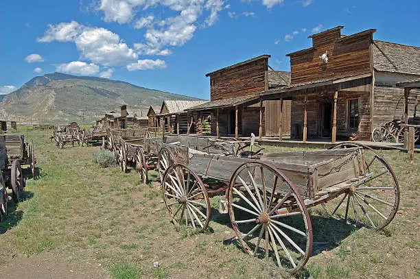 Photo of Old Wooden Wagons in a Ghost Town