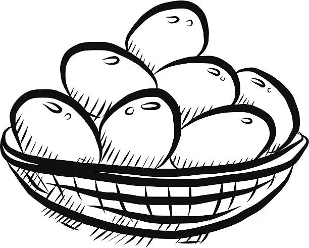 Vector illustration of eggs in the basket cartoon
