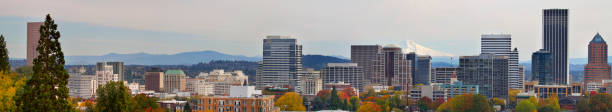 istock Portland Downtown Cityscape in the Fall Panorama 2 185425163