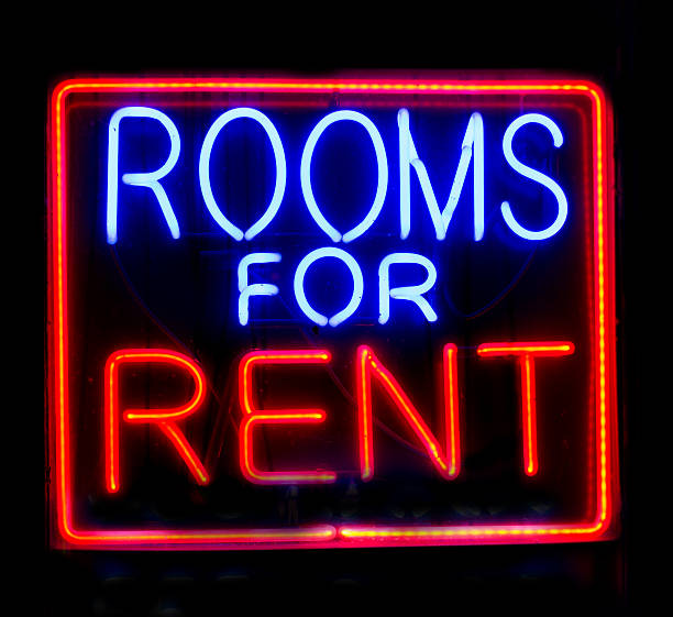 istock Neon sign, rooms for rent 185425205
