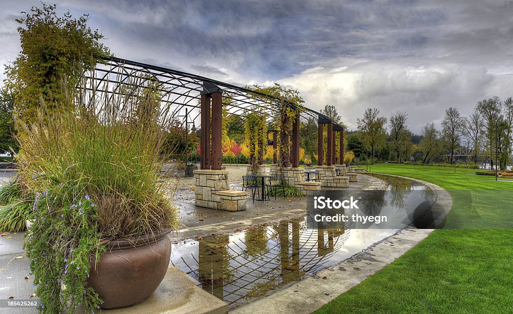 Garden Park in the Fall Season Public Garden Park in the Fall along Willamette River Oregon Lake Oswego Stock Photo