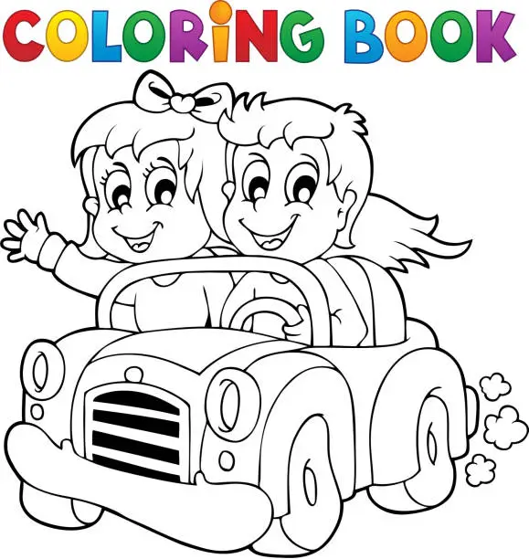 Vector illustration of Coloring book car theme 1