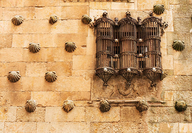 Beautiful Window of Casa de las Conchas Detail of a nice window in the Casa de las Conchas, Home of Shells. Salamanca, Spain casa stock pictures, royalty-free photos & images