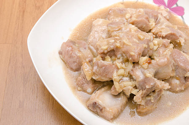 istock Fried ribs pork with garlic sauce 185425946