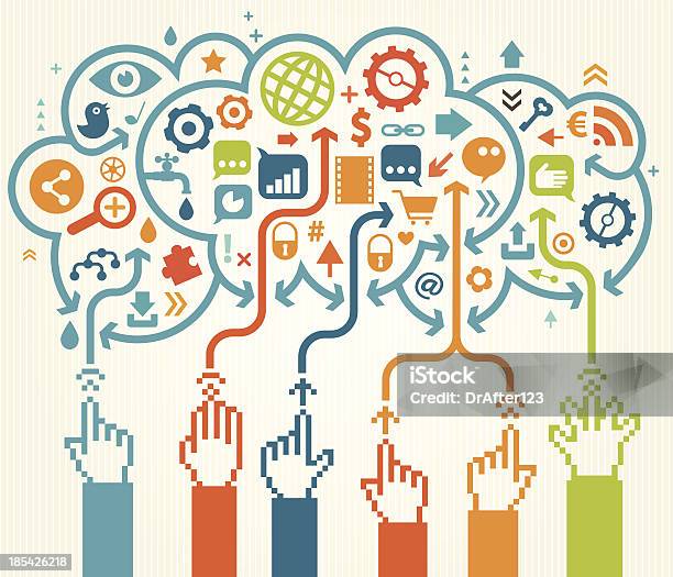 Ilustración de Personas Concepto De Almacenamiento En Nube y más Vectores Libres de Derechos de Aplicación para móviles - Aplicación para móviles, Big Data, Cadena - Objeto fabricado