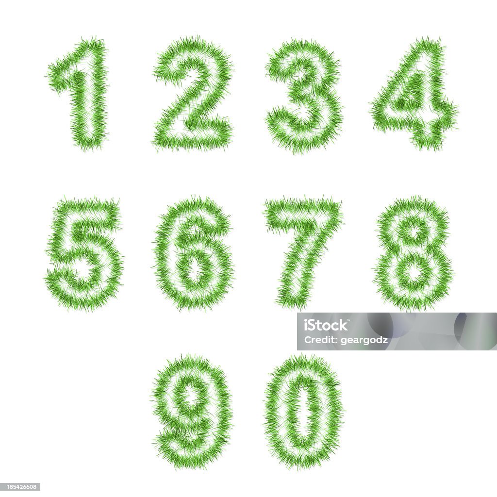 Зеленый Мишура цифры на белом - Стоковые фото Алфавит роялти-фри