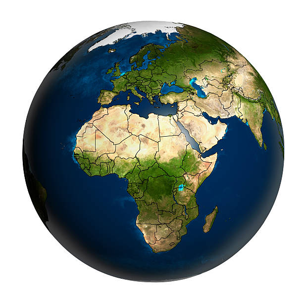 istock Earth with accurate country boundaries, isolated on white. 185427778