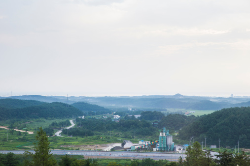 Gangwon-do, which is in the northeast of South Korea, seen from a plane.