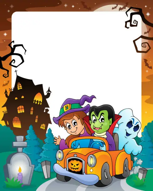 Vector illustration of Halloween theme frame 5