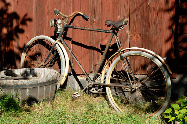 istock Vintage Bicycle Against Old Wooden Wall 185431625